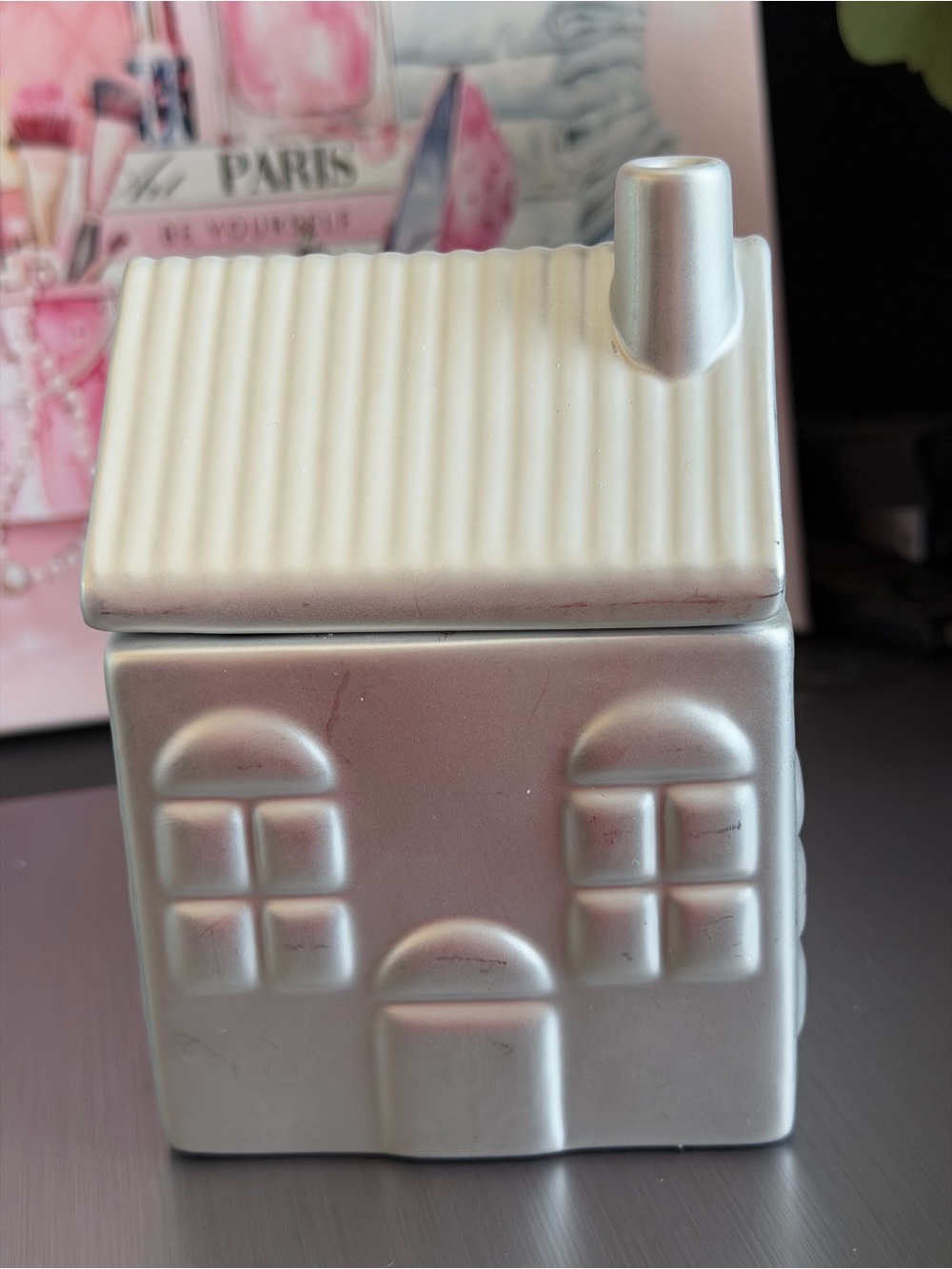 Metallic Silver House  Candle Balsam & Cedar Scent